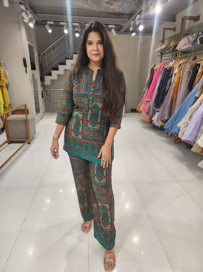 Printed gajji cotton co-ord set