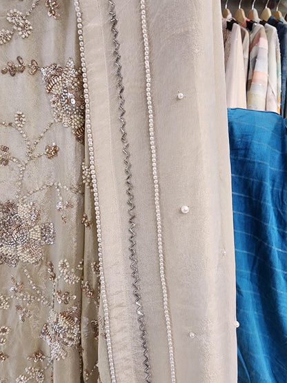 Pure shimmer tissue handwork unstitched suit