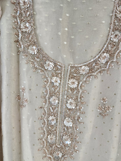 Pure organza tissue handwork unstitched suit