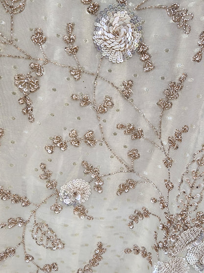 Pure organza tissue handwork unstitched suit