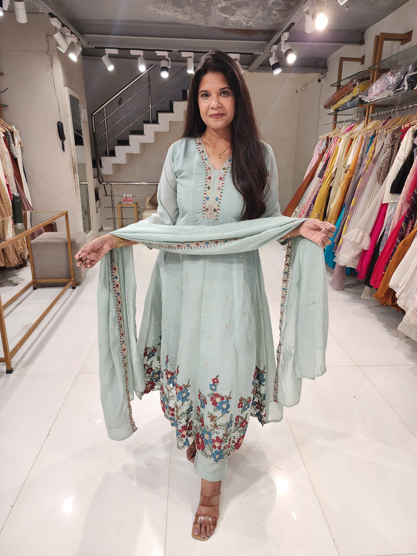 Embroided anarkali suit