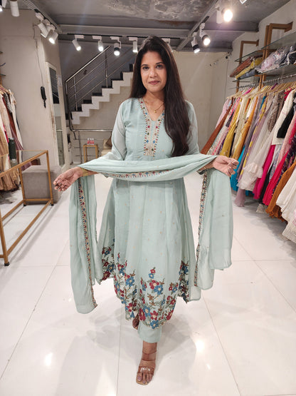 Embroided anarkali suit