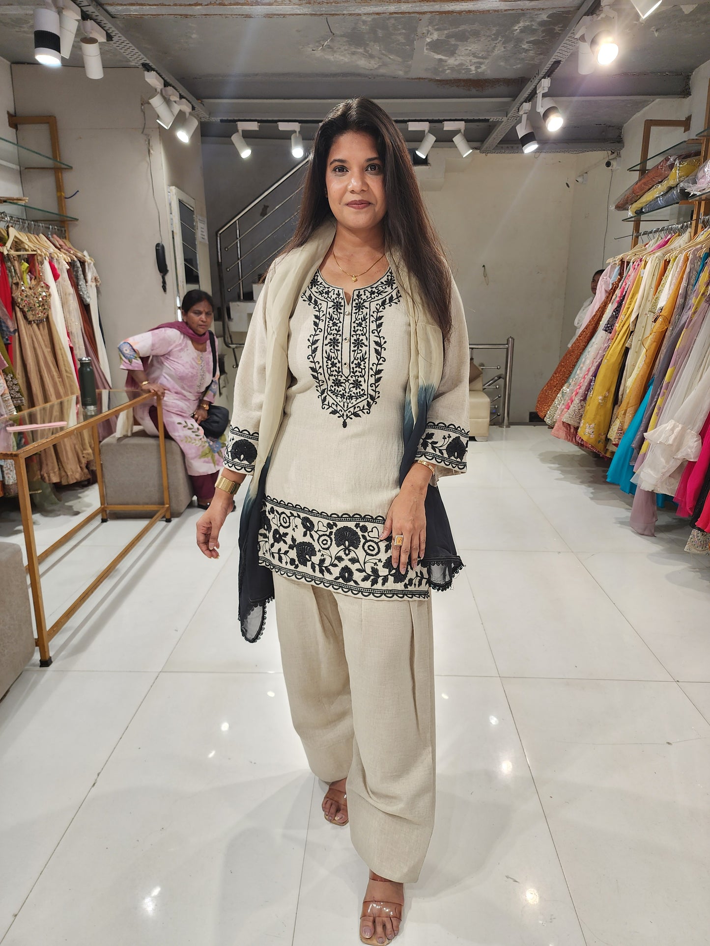 Beige banana cotton farshi salwar suit