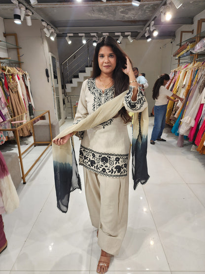 Beige banana cotton farshi salwar suit