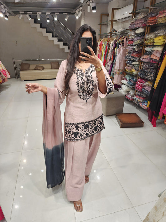 Nude pink farshi salwar banana cotton suit