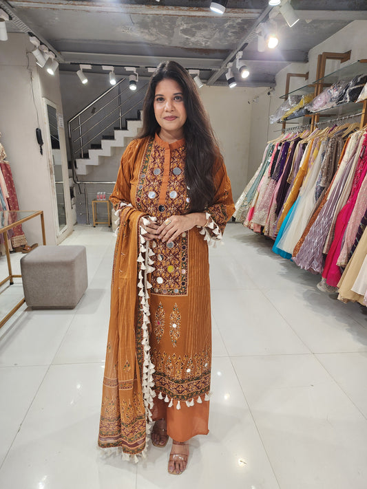 Long mirror cotton kurta set