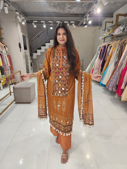 Long mirror cotton kurta set