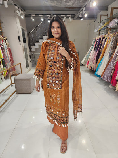 Long mirror cotton kurta set
