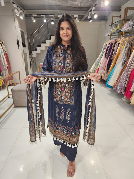 Long cotton kurta mirror set