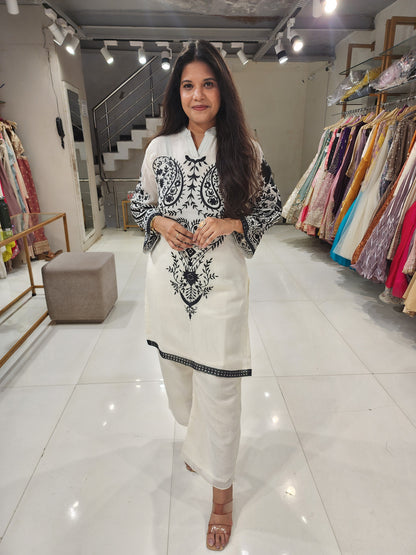 Mull cotton embroided co-ord set