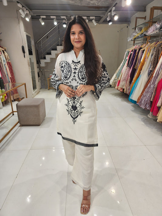 Mull cotton embroided co-ord set