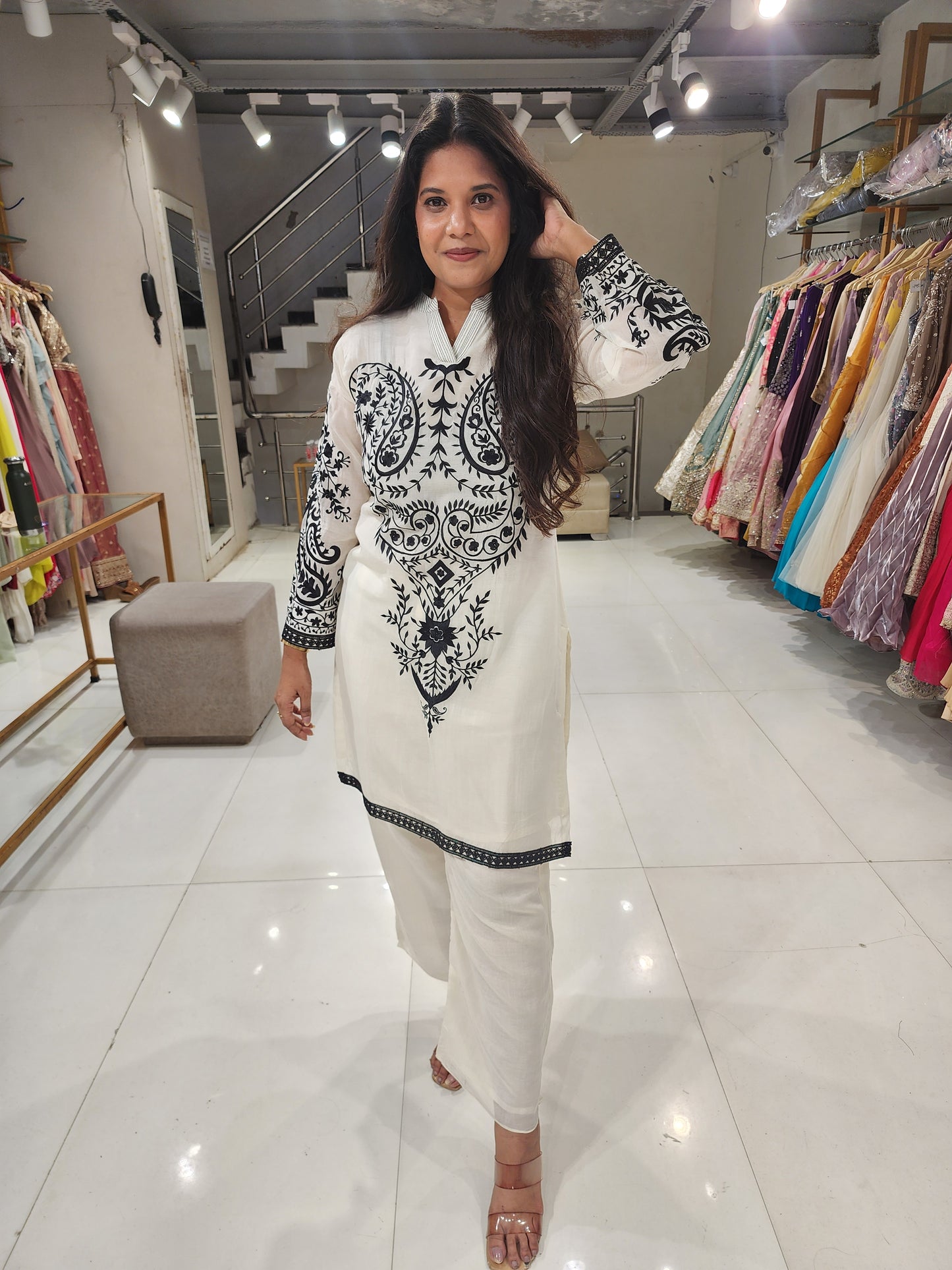 Mull cotton embroided co-ord set