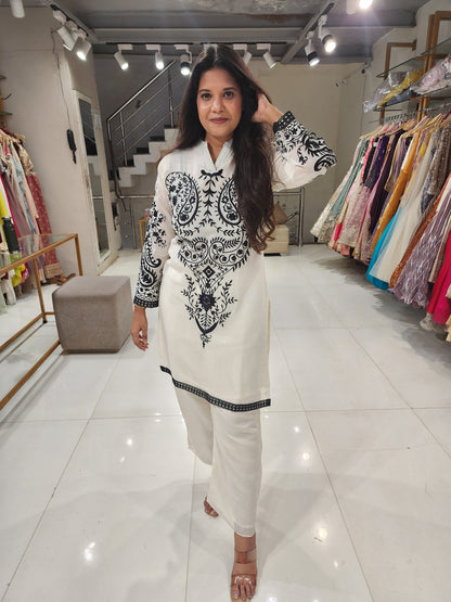 Mull cotton embroided co-ord set