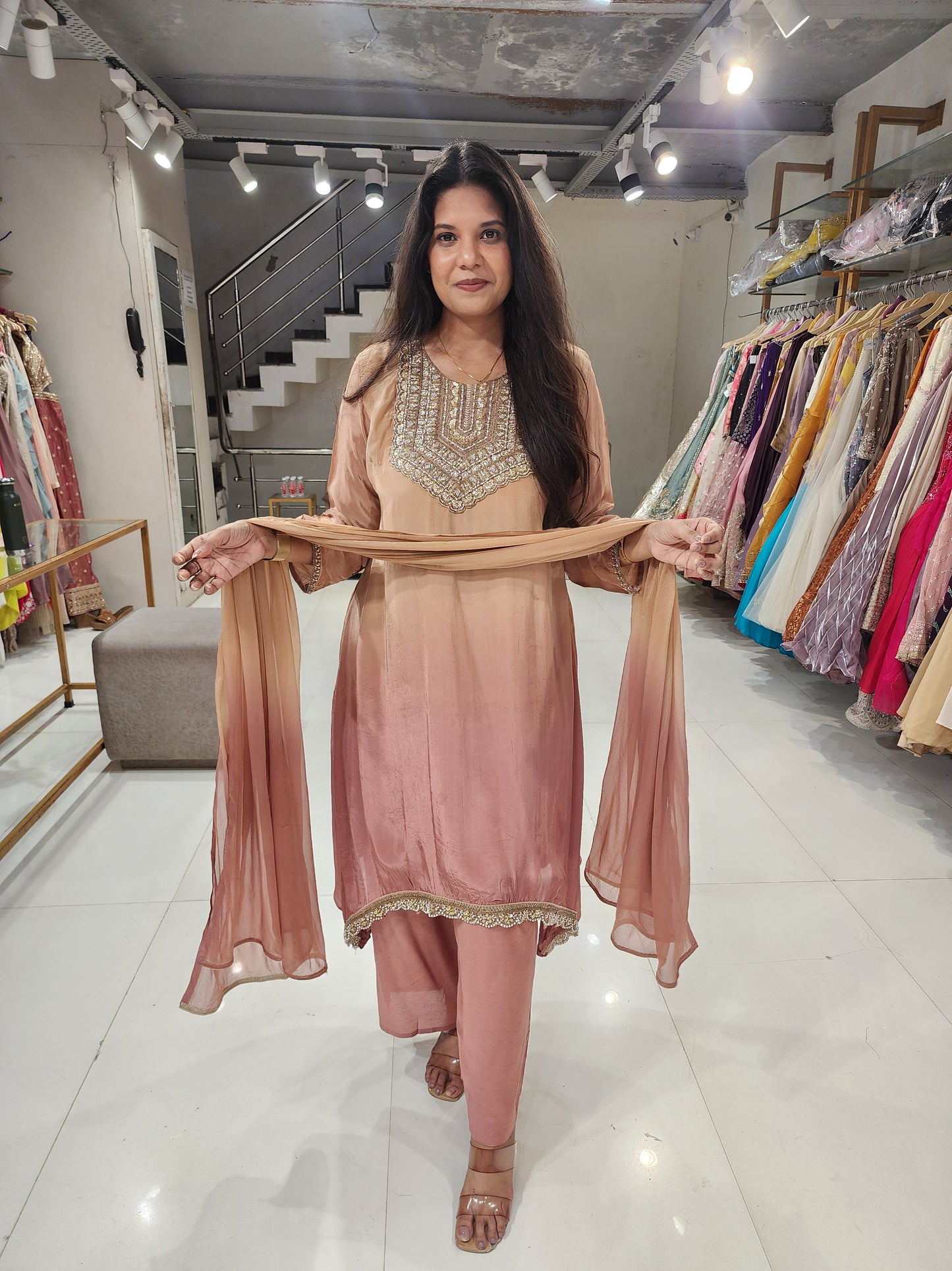 Ombre crepe c-cut co-ord set