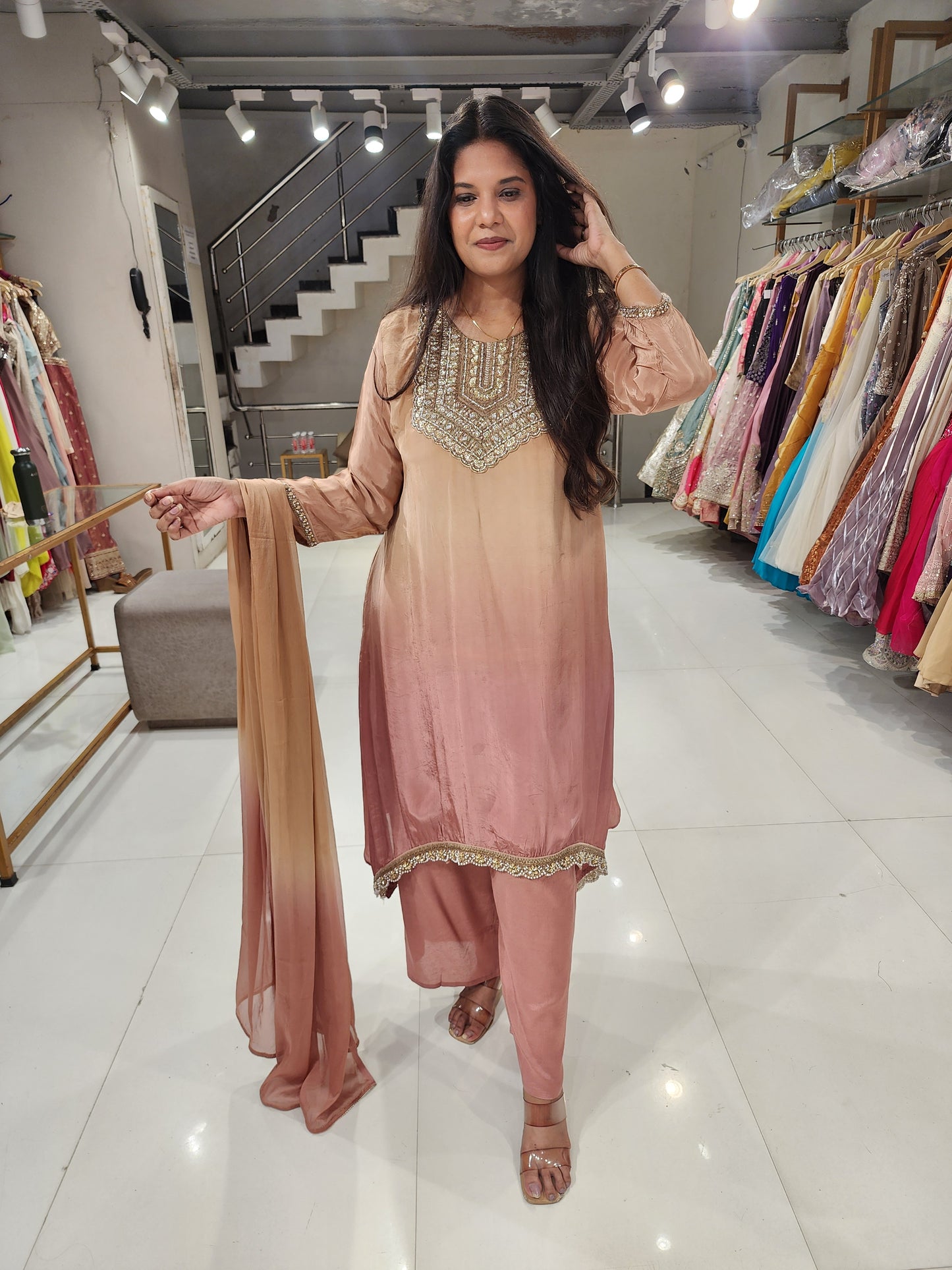 Ombre crepe c-cut co-ord set