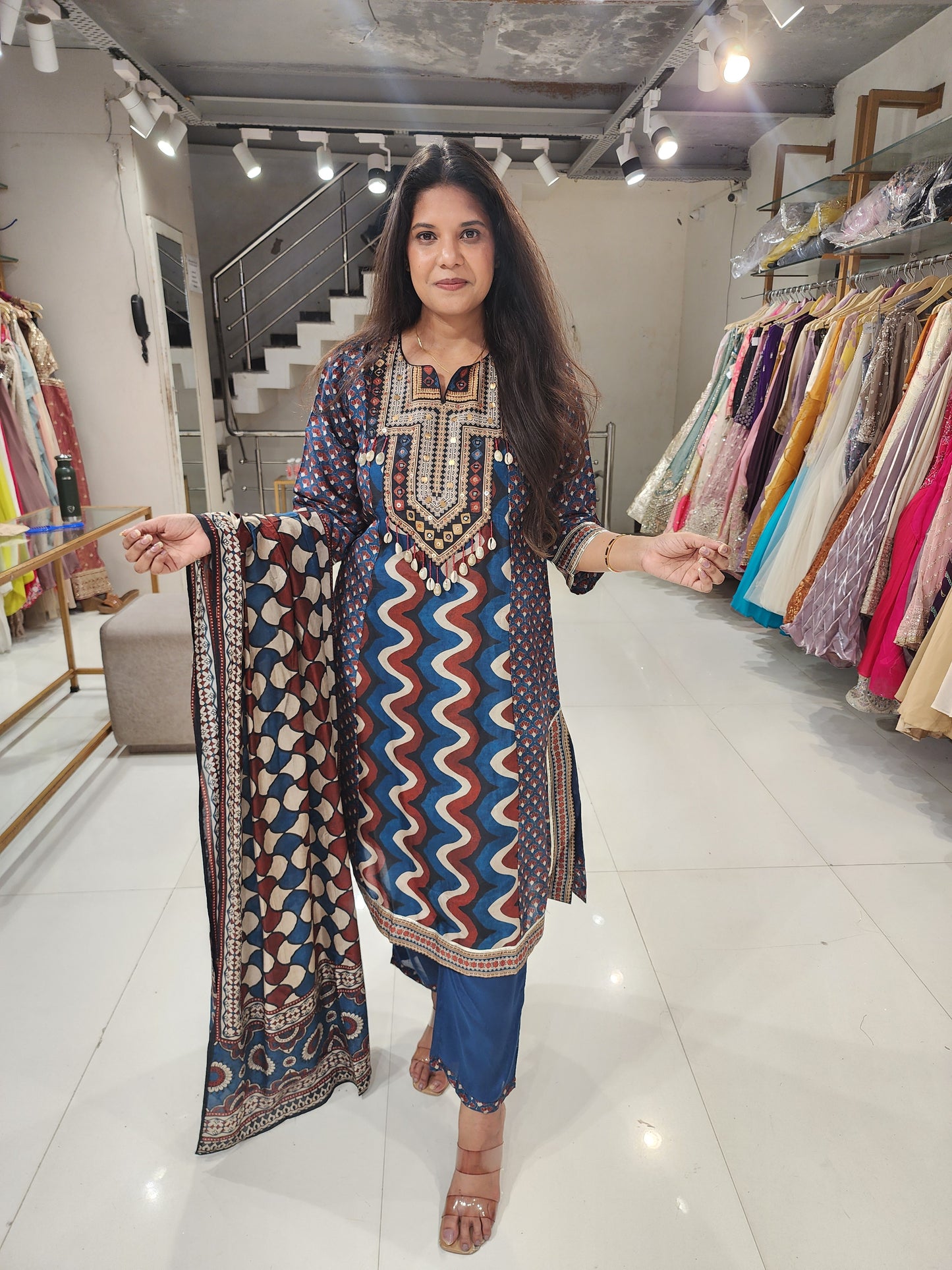 Side cut printed crepe co-ord set