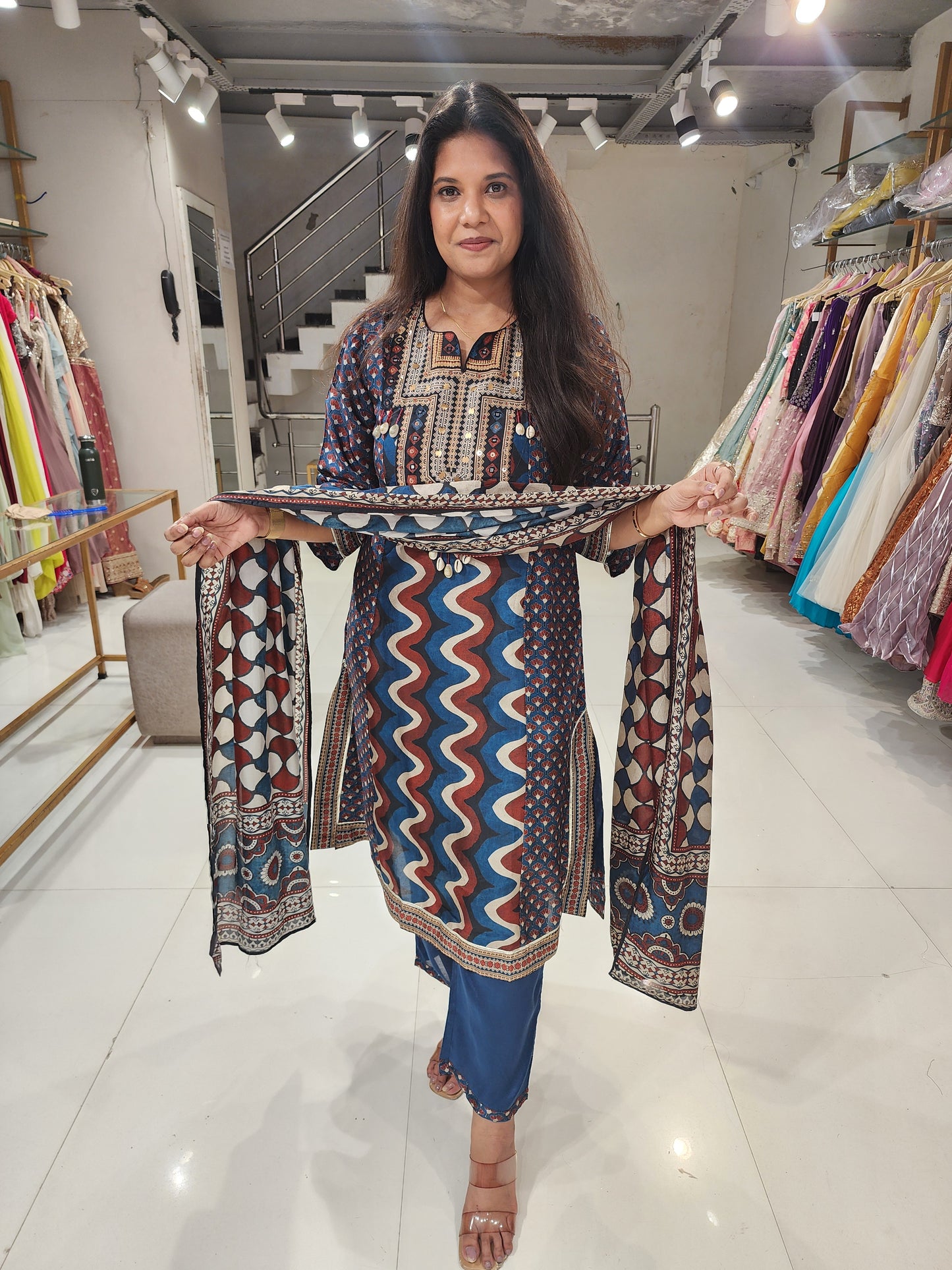 Side cut printed crepe co-ord set