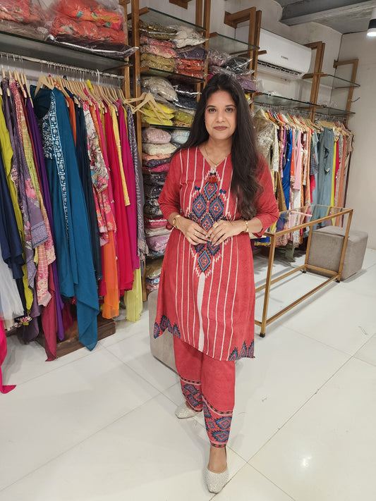 Ikkat print c cut co-ord set
