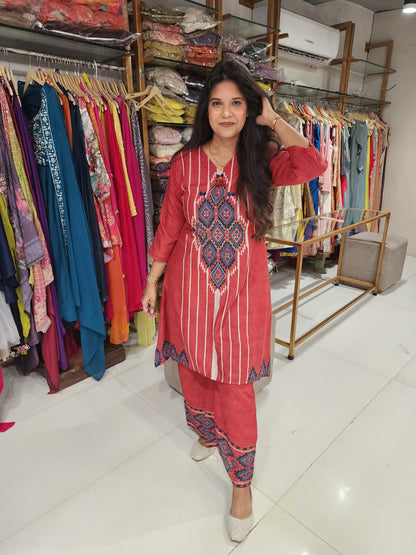 Ikkat print c cut co-ord set
