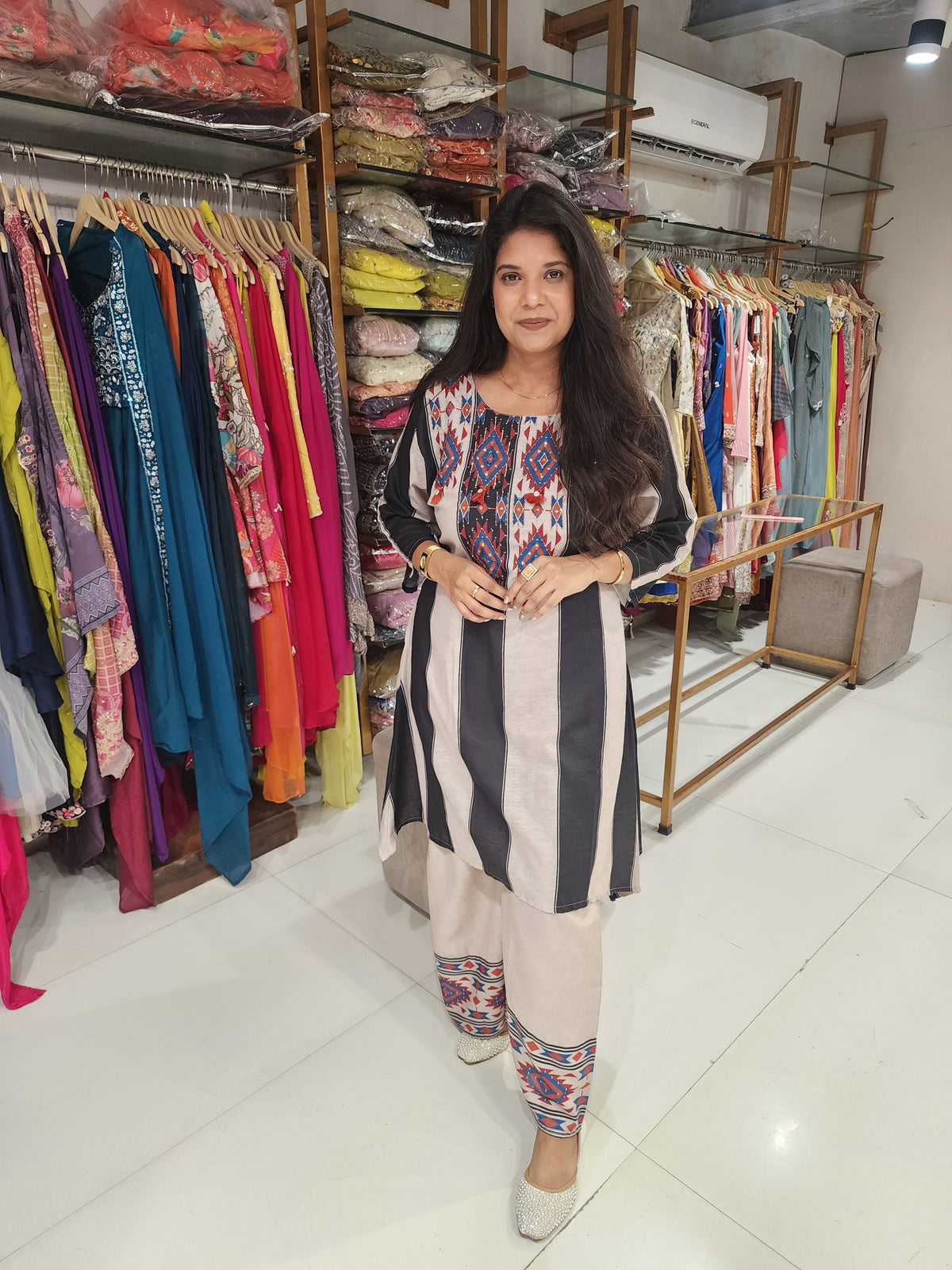 Striped ikkat co-ord set