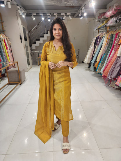 Mustard yellow A line suit
