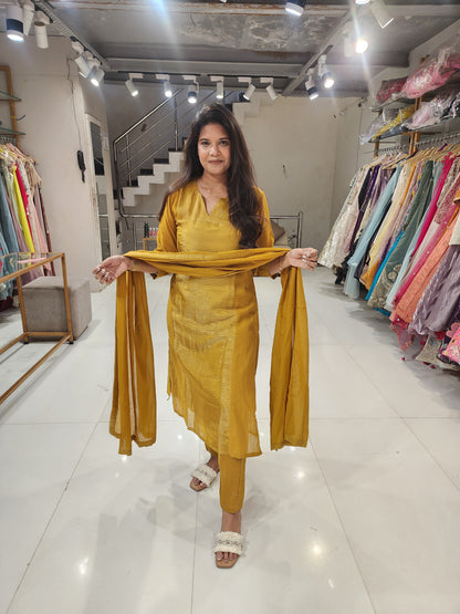 Mustard yellow A line suit