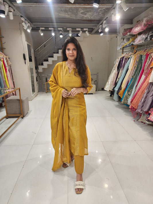 Mustard yellow A line suit