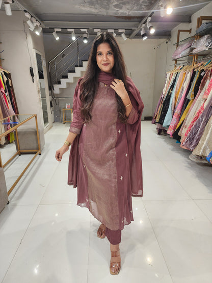 A line mull zardosi work suit
