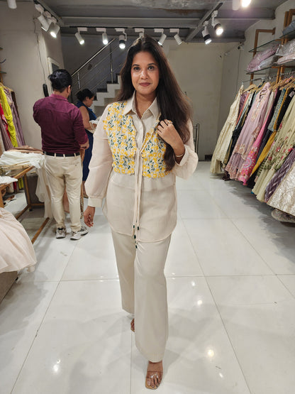 Attached embroided jacket organza co-ord set