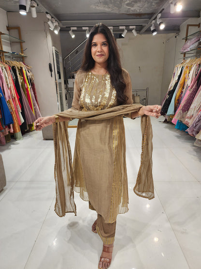 Mull a line suit with dupatta