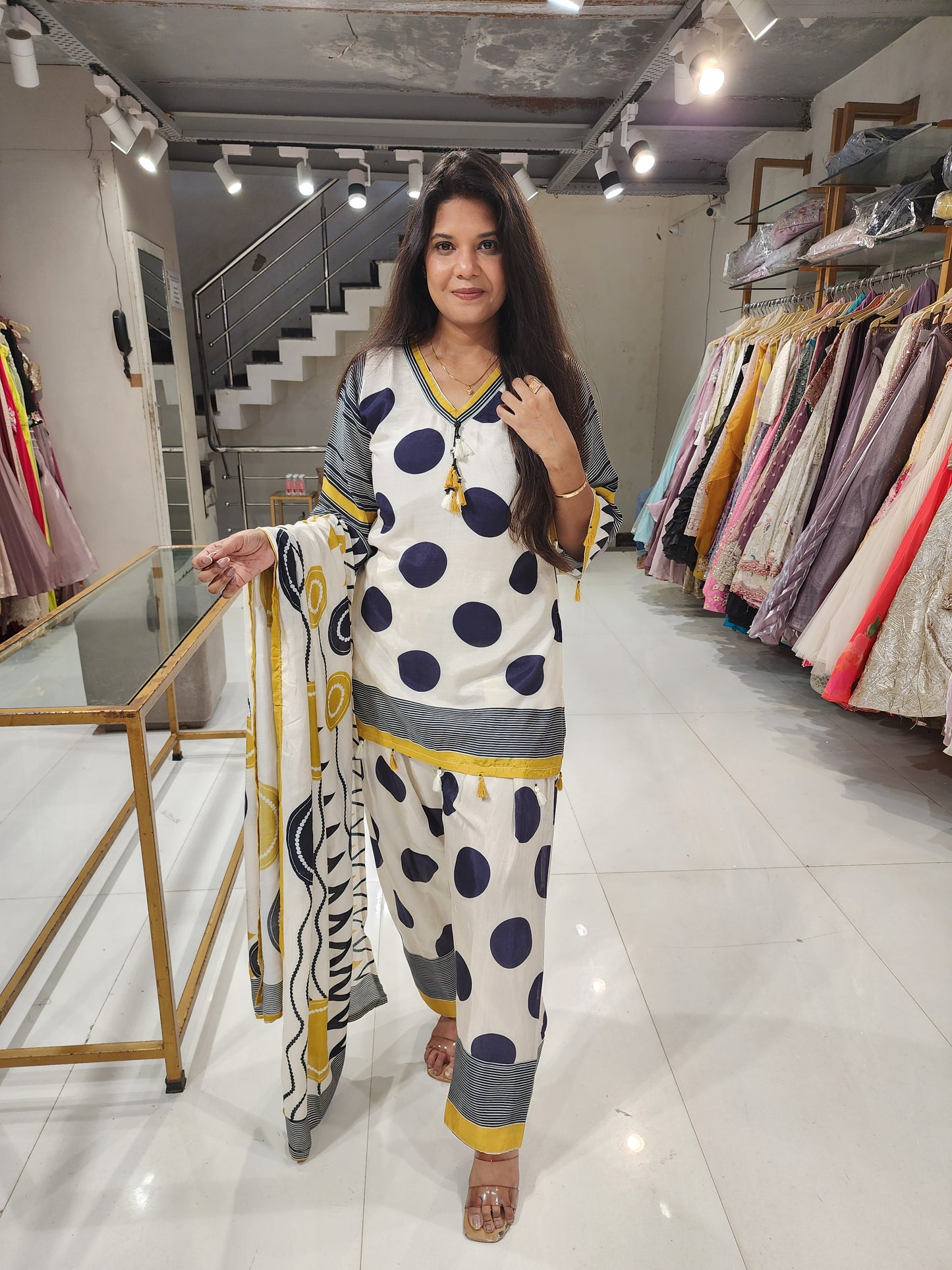 Muslin polka muslin farshi suit