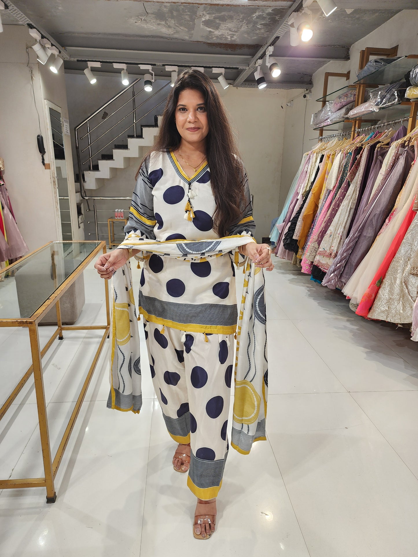 Muslin polka muslin farshi suit