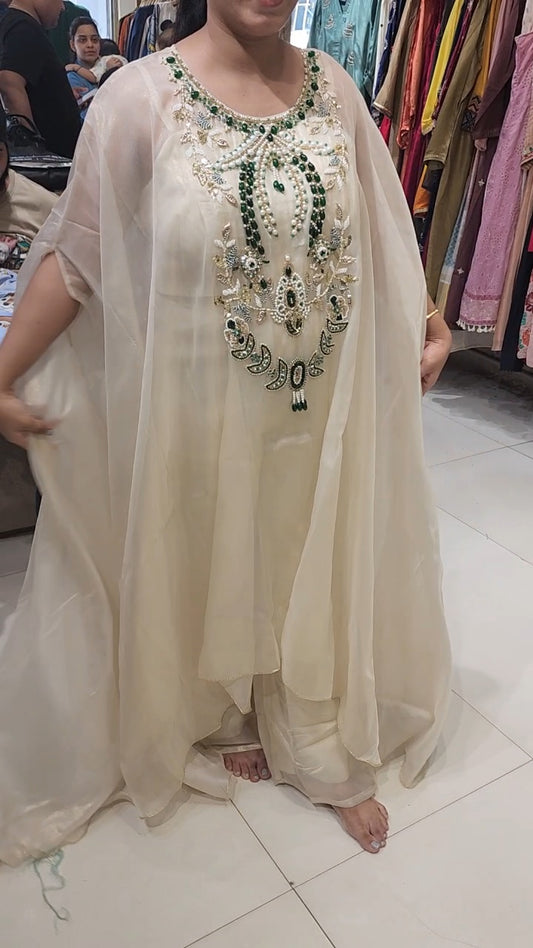 Jewel work kaftaan style co-ord set