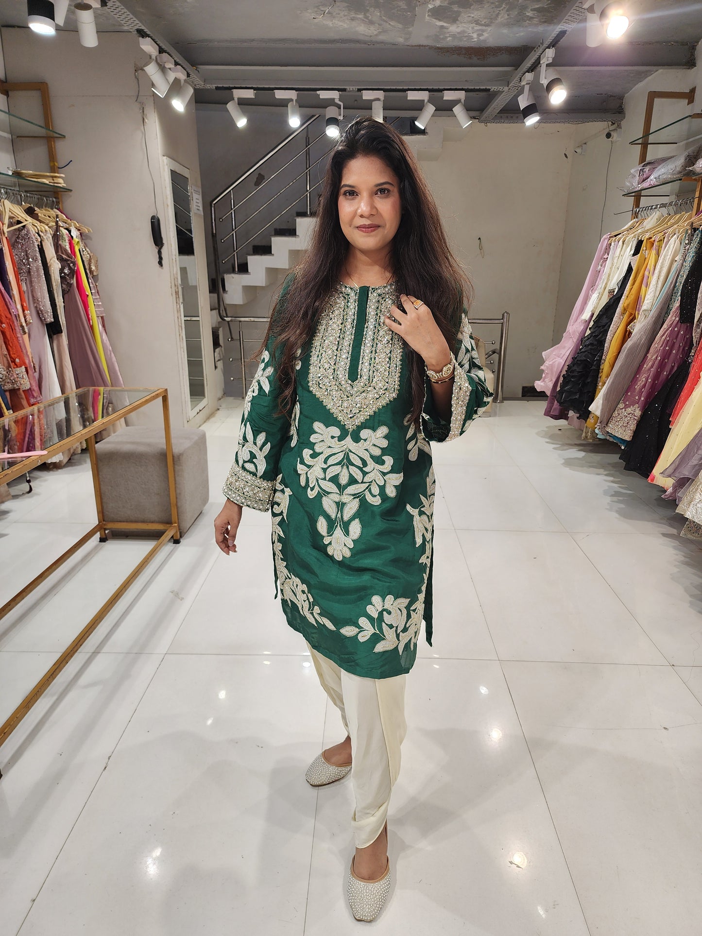 Green embrpided tulip co-ord set