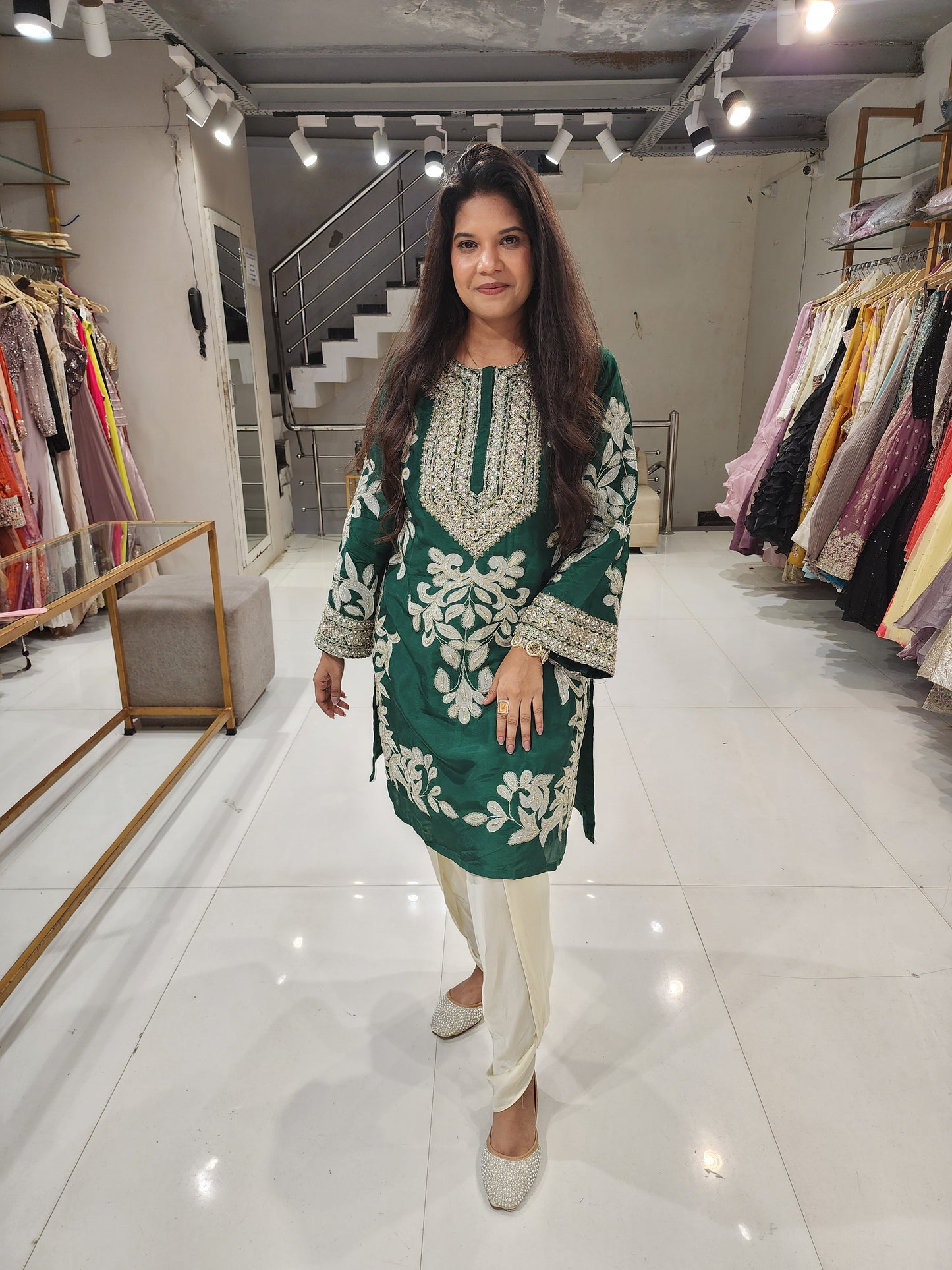 Green embrpided tulip co-ord set