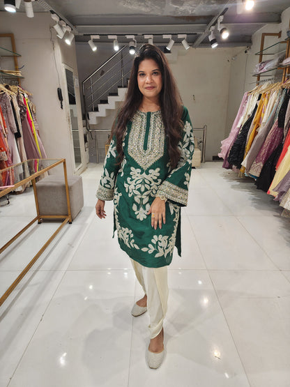 Green embrpided tulip co-ord set