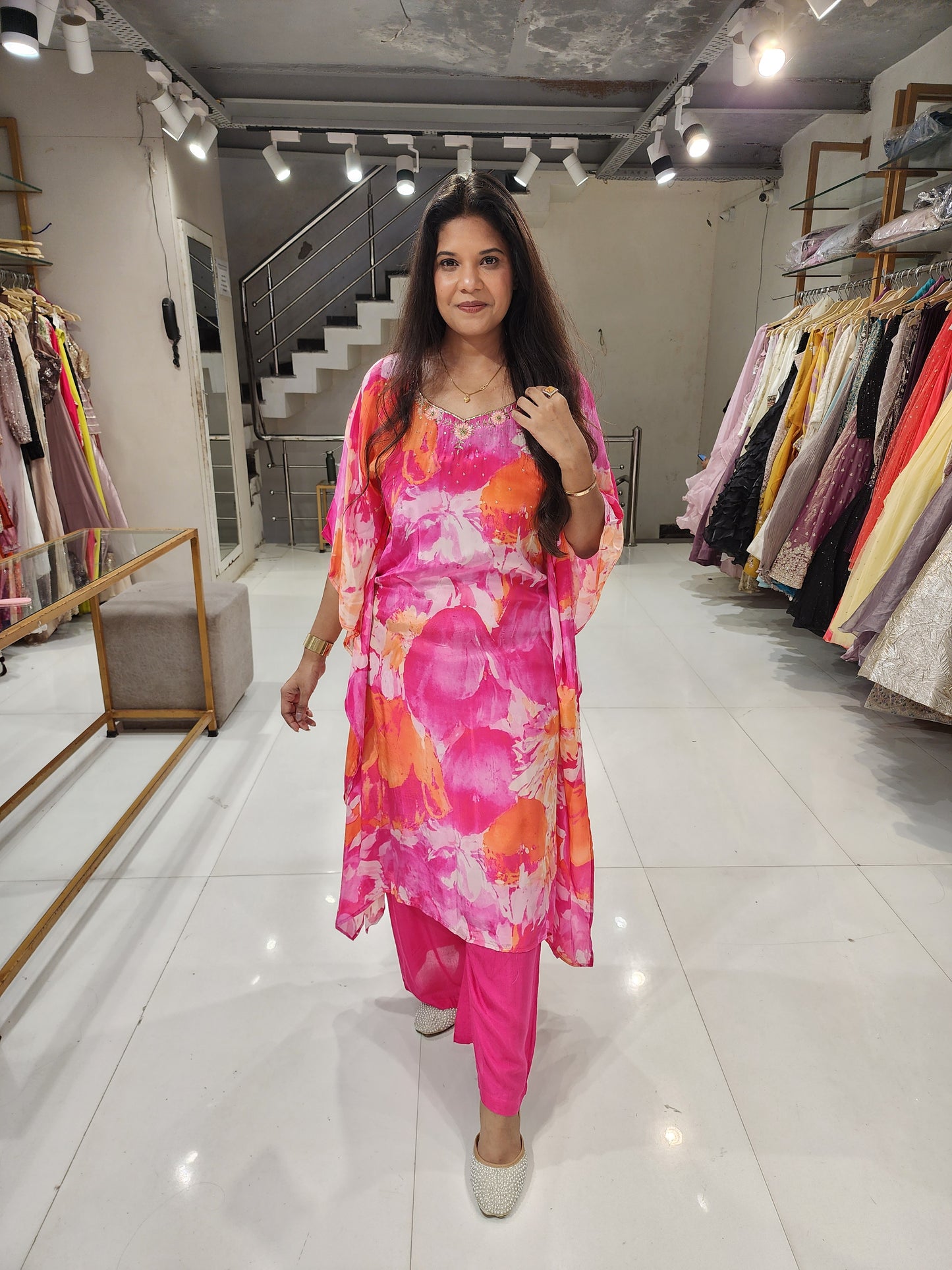 Crepe kaftaan suit