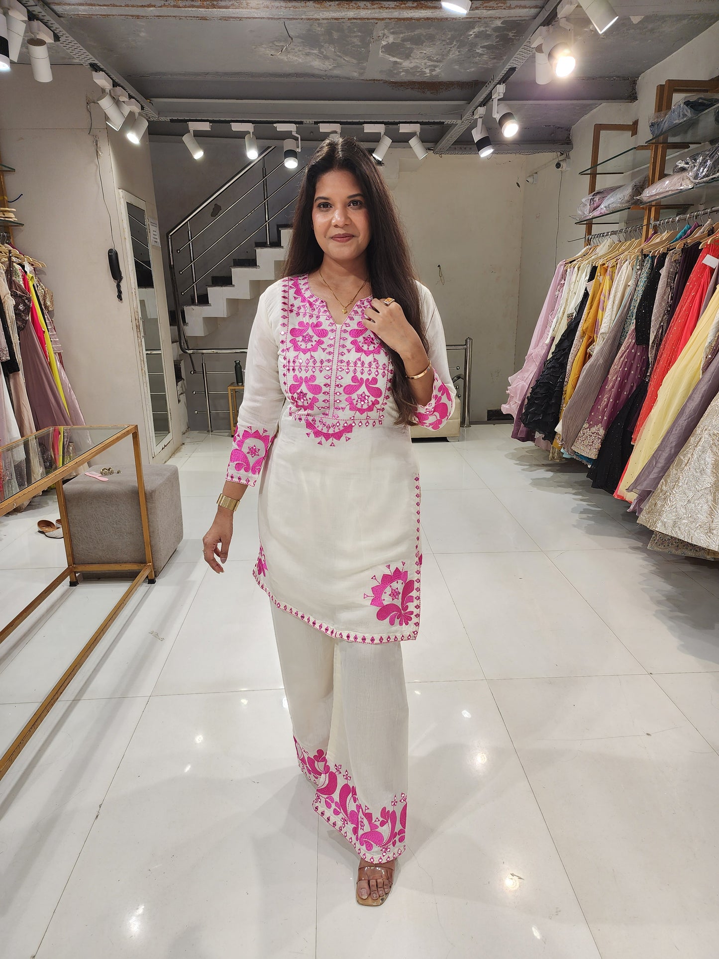 Contrast embroidery co-ord set