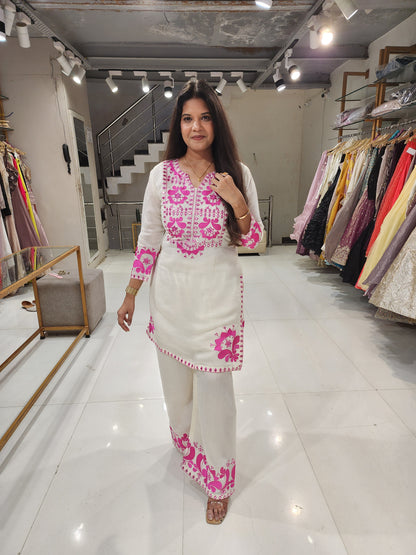 Contrast embroidery co-ord set