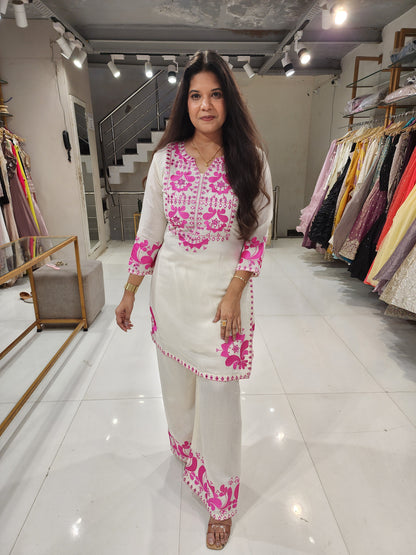 Contrast embroidery co-ord set