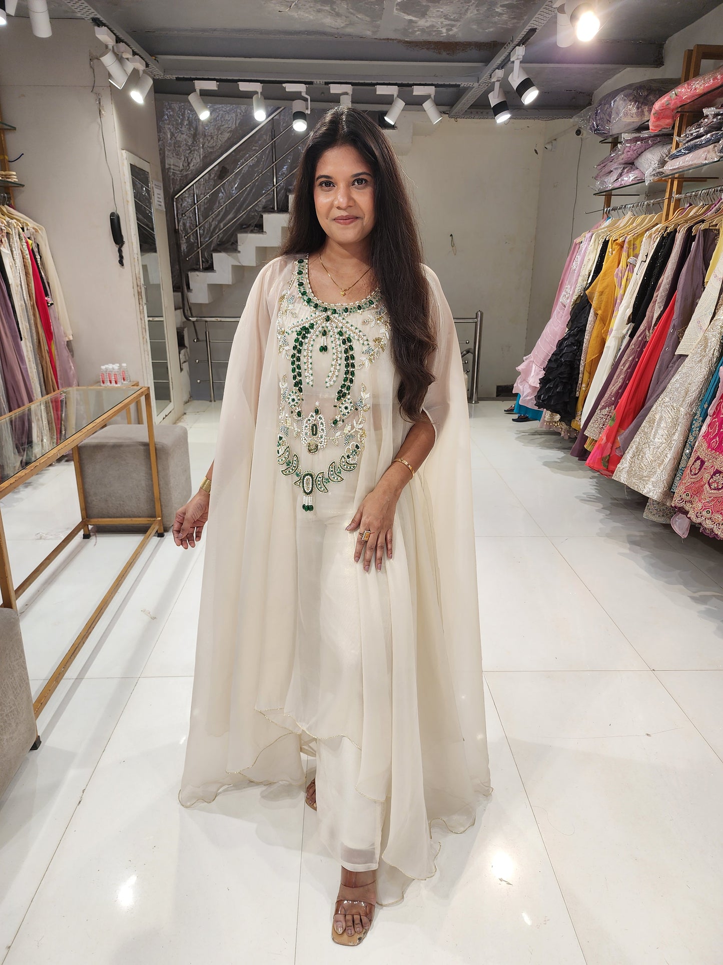 Jewel work kaftaan style co-ord set