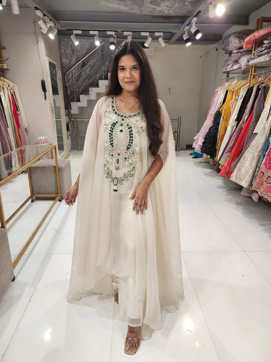 Jewel work kaftaan style co-ord set