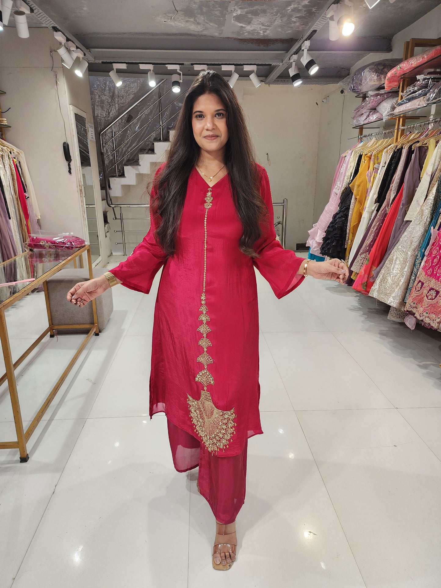 Jhumka crepe embrpided co-ord set