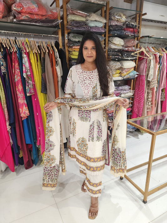 A line curosia cotton suit