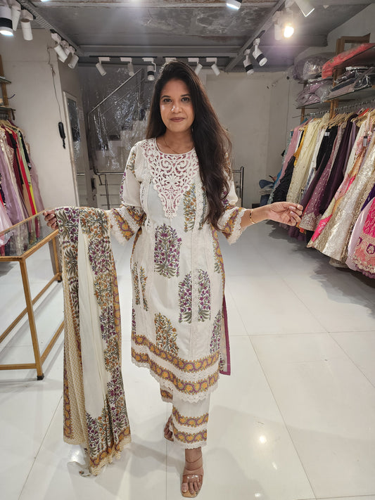 A line curosia cotton suit