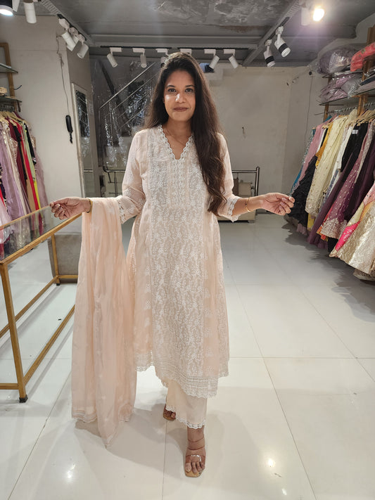 Thread embroided anarkali suit