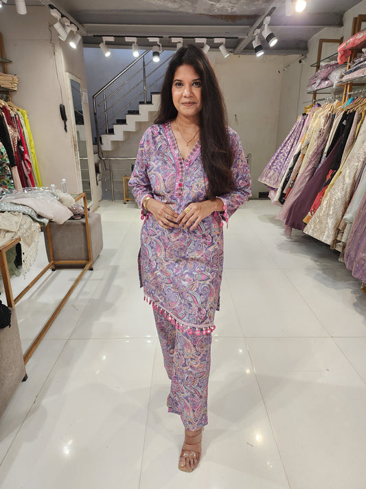 Taasels mirror cotton kalamkari co-ord set