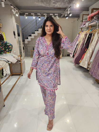 Taasels mirror cotton kalamkari co-ord set