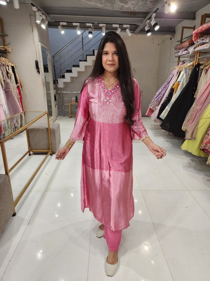 Gajji silk mirror work co-ord set