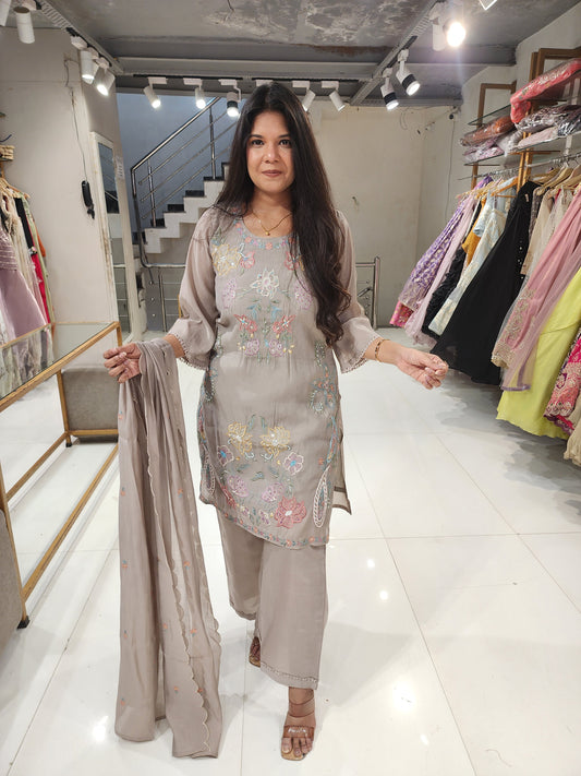 Embroided co-ord set with dupatta